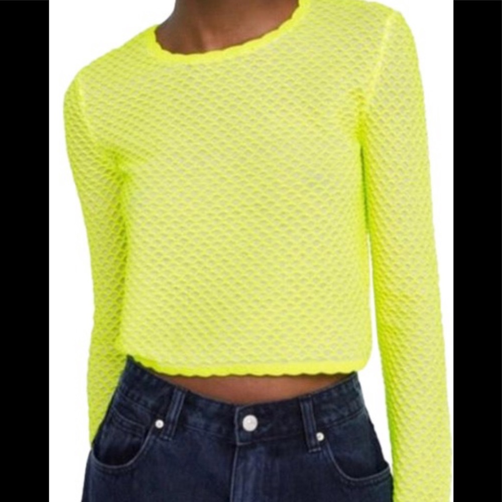 Zara Neon Yellow/Green Long Sleeve Crop Top